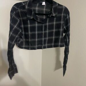 Divided Black and White Plaid Button Down Shirt